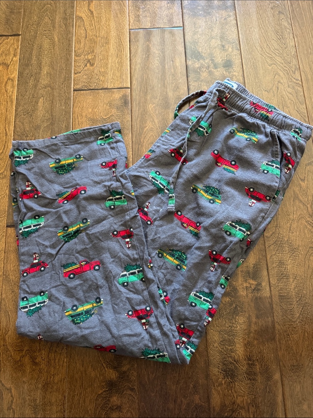 Old Navy Cozy Car Print Pajama Pants - Gray with Red & Green Trucks